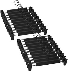 Lamitocs Lot de 20 Cintres pour Pantalon, Cintres Porte-Jupes, avec 2 Pinces antidérapants et réglables, pour Pantalons Suspendus, Chaussettes, Jupes - Noir