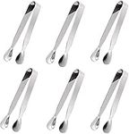 Ice Tongs Sugar Cubes Tongs - Stainless Steel Mini Serving Tongs Appetizers Tongs Small Metal Tongs for Tea Party Coffee Bar (6 PCS)