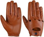 Men's Classic style quality Soft Lambskin Leather Driving & Fashion Gloves, Cognac Brown, Large