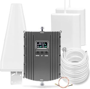 Cell Phone Booster, Cell Phone Signal Booster with 2 Indoor Panel Antennas for Band 66/2/4/5/12/17/13/25,Up to 8000 Sq.Ft,Boost 4G 5G LTE Data for All U.S. Carriers (Light Gray)
