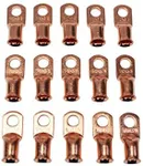 A-Team Performance - 1/0 AWG American Wire Gauge Battery Cable 3/8" Tubular Lug Ring Eye Terminals - Automotive Car Connector Accessories, Copper, 15 Per Package