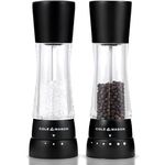Cole & Mason Derwent Salt and Pepper Mills, Adjustable Grind Settings, Gourmet Precision+, Matt Black/Acrylic, 190 mm, Gift Set, Includes 2 x Salt and Pepper Grinders