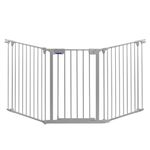 75 Inches Outdoor Fireplace Screen,3-Panel Dog Gate Foldable Barriere De Securite,Dog Gates and Barriers Indoor, H30'' Fireplace Tool Sets,includes 3 Pack of Wall Mounts Fireplace Fence-White