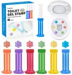 Freelivity Toilet Gel Stamp, 6 Pcs/66 Count Fresh Flower Stamp Toilet Gels Long-lasting Fragrance Bathroom Deodorizing Clean, Includes Dispenser and Gel