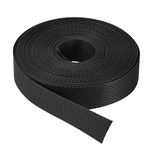 MECCANIXITY Flat Nylon Webbing Strap 1 Inch 15 Yards Black for Backpack, Cargo Strap, Luggage-Rack