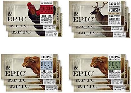 EPIC Bars, Variety Pack (Chicken, Beef, Venison), Keto-Friendly, 12 Bars