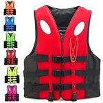 Buoyancy Aid Life Jacket Vest, Adults Kids Life Vest, Neoprene Life Jacket Adjustable Life Jackets with float arms Lightweight Swim Vest for Kayaking Paddle Boarding Swimming Boating ( Color : Red , S