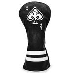 Golf Driver Headcover Ace of Spade Golf Driver Head Cover- Black (PU) Leather Golf Club Headcovers Designed for Golf Drivers