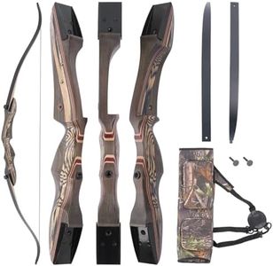JEKOSEN Recurved Wooden Takedown Archery Bow 62" Hunting Bow - Arrows Quiver Bag and Bow Stringer Tool Included - Left-Handed 45 LBS Draw Weight