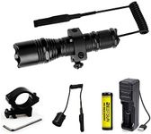 BESTSUN Tactical LED Torch Super Bright Waterproof Powerful Flashlight Xm-L2 LED 1200 Lumens 1 Mode Hunting Light with Pressure Switch and and Rail Rifle Mount for Picatinny AR (Battery Included)