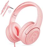 Awatrue Kids Headphones with Cord - Comfortable and Durable Toddler Headphones for School and Work, Ideal Kids, Sons, Daughters - Sound and Safe Listening Experience (Pink)