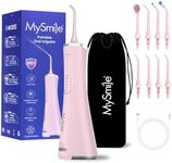 MySmile LP211 Cordless Advanced Water Flossers for Teeth, 5 Cleaning Modes Rechargeable Power Dental Flosser 8 Replacement Jet Tips IPX 7 Waterproof Dental Irrigator with Portable Travel Storage Pouch