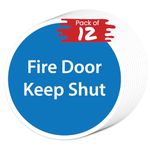 RDLCAR Fire Door Keep Shut Sticker Signs, Strong Self Adhesive Vinyl, 8cm x 8cm, Pack of 12, Mandatory Signage, Fire Door Sticker, Office Door Signs