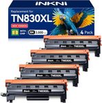 InkNI Compatible Toner Cartridges Replacement for Brother TN830XL TN830 TN 830 XL Toner Cartridges Work for HL-L2460DW DCP-L2640DW HL-L2480DW HL-L2400D HL-L2405W MFC-L2820DW Printer (Black, 4 Pack)