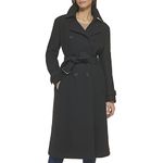 Cole Haan Women's Flared Trench Slick Wool Coat, Black, 8