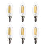 Greenlite LED B10 4W Torpedo Filament Chandelier Light Bulb, 40W Equivalent, 330 Lumens, 2700K Soft White, Dimmable, 120V, E12 Candelabra Base, Energy Star, Clear (6 Pack)