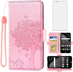 Asuwish Compatible with LG Stylo 2 2+/Stylus 2 Plus/Stylo2 V 2V Verizon Wallet Case and Tempered Glass Screen Protector Flip Wrist Strap Card Holder Cell Phone Cover for G LS775 VS835 Women Rose Gold