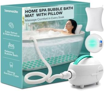 SereneLife Bubble Bath Mat - Portable Spa Bubble Bath Massager with Waterproof Bath Light & Pillow, Adjustable Bubble Intensity, Easy Button Control, Remote Control
