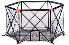 Carlson 6-Panel Foldable and Portable Steel Pet Exercise and Play Pen, Indoor and Outdoor, with Carrying Case, Red