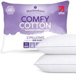Slumberdown Cotton Bed Pillows 2 Pack - Hotel Quality, Supportive & Breathable Pillow for Back & Side Sleepers | Made in the UK, Hypoallergenic & Washable (48 x 74cm)