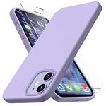 CellEver Ultra Durable Silicone for iPhone 12/12 Pro Case with [2 pcs Glass Screen Protector] Slim Full Body Protection, Protective Phone Cover with Soft Anti-Scratch Microfiber Lining - Light Purple