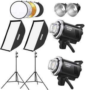 Godox MS300V Studio Flash Kit (2X 300W) with 2 Softboxes, 2 Light Stands, 2 Reflectors, LED Modeling Lamps, 2.4G Wireless X System, Bowens Mount – Ideal for Studio, Portrait & Fashion Photography
