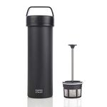 ESPRO - P0 Ultralight French Press - Double Walled Stainless Steel Vacuum Insulated Coffee and Tea Maker, Portable and Durable Coffee Press for Travel, Camping, and Everyday Use - 16oz, (Matte Meteorite Black)