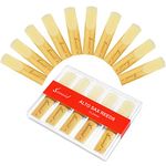 Sovvid 10 Pack Professional Alto Saxophone Reeds with Plastic Box, Strength 3.0 Alto Sax Reeds, Laser Engraved Marking & Thinner Reed Tip for Easy of Play, Traditional Reeds for Saxophone Alto