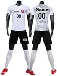 Personalised Football Kit for Kids Mens Womans Personalised Football Shirts&Short with Name Number Team Logo Football Gift (White)