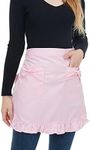 Love Potato Waist Apron with Pockets, Fashion Kitchen Cooking Restaurant Bistro Half Aprons for Girl Woman, Pink