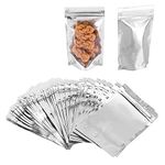 200 PCS 6 x 9 Inch Resealable Smell Proof Bags, Flat Clear Mylar Storage Bags Aluminum Foil Packaging Plastic Zip lock Bag for Jewelry Candies Screws for Bulk Candy,Cookies,Snack Food,Jewelry (Clear Silver)