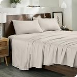 Bare Home 100% Organic Cotton Sheet Set - Smooth Sateen Weave - Warm & Luxurious (Queen, French Beige)