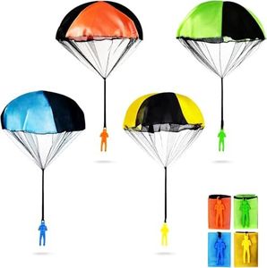 PGXT Parachute Toy, Tangle Free Throwing Army Toy Parachute, Outdoor Children's Flying Toys, No Battery nor Assembly Required (4 Pieces Set) (A)