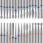 Homeet 30pcs Diamond Nail Drill Bit Set, 3/32 Inch Tungsten Carbide Drill Bits for Cuticle Electric Nail Cutter, Professional Safety Nail Drill Bits for Acrylic Gel Nails Cuticle Manicure Pedicure