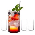 DIAMANTE Crystal Glass Hi Ball Set - 'Air' - Light & Thin-Walled Cocktail Glasses - Ideal All Rounders, Iced Coffee, Long Cocktails, Water - Set of 4