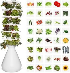 Lettuce Grow Farmstand Large Hydroponic Tower Planters, 6 Ft 7 in Vertical Planter Herb Garden Planter Hydroponics Growing System with Glow Rings Plus 36 Seedling Credits