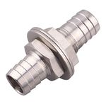 DERPIPE Stainless Steel 5/8" Hose Barb, Barbed Thru-Bulk Head, Hex Bulkhead Straight Fitting