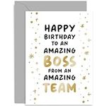 Old English Co. Gold Foil Birthday Card for Boss - 'Amazing Boss' Funny Birthday Card for Him or Her - Birthday Gifts for Boss from Team | Blank Inside