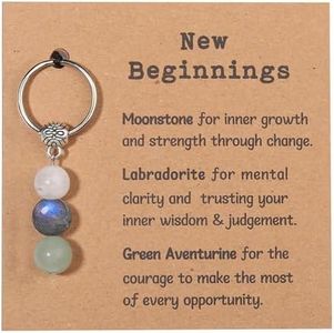 GINAZL New Beginnings Gifts for Women, Natural Crystals Keychain Coworker Leaving Gift for Women Going Away Gift for Friends Farewell Gifts for Coworkers Divorce Souvenir (NB)