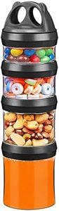 (Black) - Besthouse Snack Storage Container 4-Piece Twist Lock Stackable Storage Jars Formula Dispenser for Storing Milk, Protein Powder, Snacks, Travel Items, BPA Free(Black, 920ml)