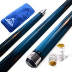 CUESOUL SOOCOO Series Maple Pool Cue Stick Set 58 inch 19oz 12.75mm Tip with Joint/Shaft Protector and Cue Towel Blue