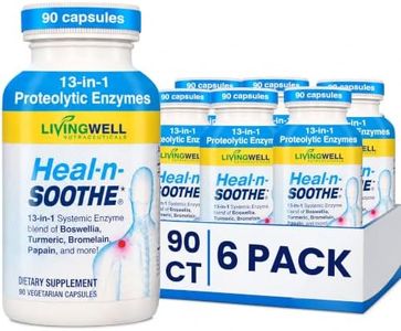 HEAL-N-SOOTHE Proteolytic Systemic Enzymes – Joint Supplement with Bromelain, Papain, Boswellia – Joint Mobility, Muscle Flexibility, Protein Digestion, Circulatory & Immune Health - 90 Count (6 Pack)