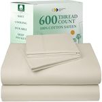 California Design Den Luxury King Size Sheet Set - 100% Cotton, 600 Thread Count Deep Pocket King Sheets, Hotel-Quality Bedding with Sateen Weave - Ivory