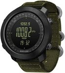 North Edge Apache Tactical Sports Watches for Men Digital Outdoor Survival Military Compass Rock Solid Digital Watches with Durable Band, Steps Tracker Pedometer Calories (Green)