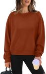 WIHOLL Oversized Sweatshirts Long Sleeve Pullover Crop Pullover Tops Crewneck Sweat Shirts for Women 2024 Fall Girls Fashion Outfits with Leggings Brown M