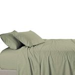 Royal Tradition Damask Striped 580 Thread Count, 100% Cotton Split-Top-California King Sheets Set for Adjustable Beds (Sage) with Half Split Fitted Sheet