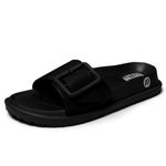 DOCTOR EXTRA SOFT Women's Classic Cushion Sliders/Slippers With Adjustable Buckle Strap For Adult|Comfortable & Lightweight|Stylish & Anti-Skid|Waterproof & Flip Flops For Ladies/Girls D-526, Black