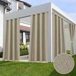 HolidayIdeas Outdoor Curtains for Patio Waterproof-4 Panels Linen Gazebo Curtains 54"x84"-Indoor/Outside Privacy Taupe Curtains Weatherproof Weighted for Pergola, Porch,Backyard,Living Room,Sunroom