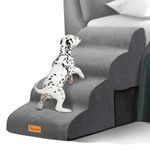 Topmart High Density Foam Dog Steps 4 Tiers,Extra Wide Deep Pet Steps,Non-Slip Pet Stairs,Dog Ramp for Bed,Soft Foam Dog Ladder,Best for Older Dogs Injured,Older Pets,Cats with Joint Pain