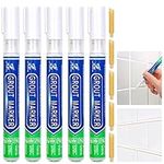 Grout Repair Pen Tile Paint Marker Pen White Grout Marker Pen for Wall Floor Bathrooms and Kitchen (5pcs White)